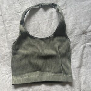 Robbed stretchy halter tank top